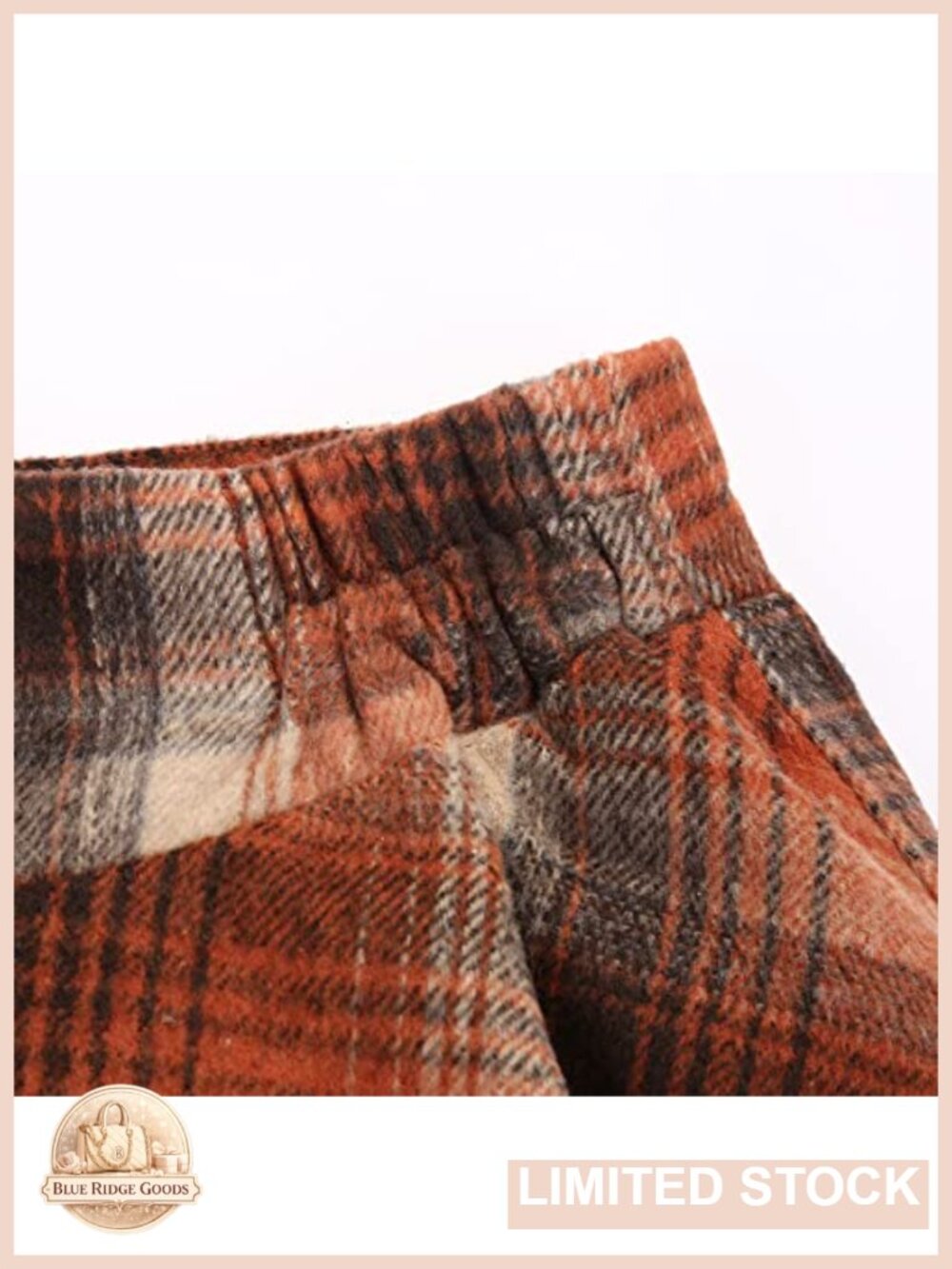 High Waisted Wool Plaid A-Line Long Maxi Skirt with Pockets - Picture 4 of 6